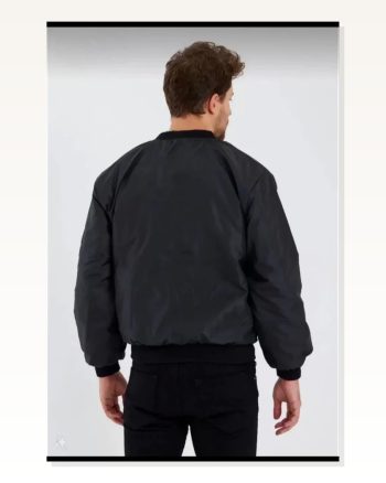 Unisex Şehir Stili Siyah Rüzgar Geçirmez Dokulu Bomber Ceket