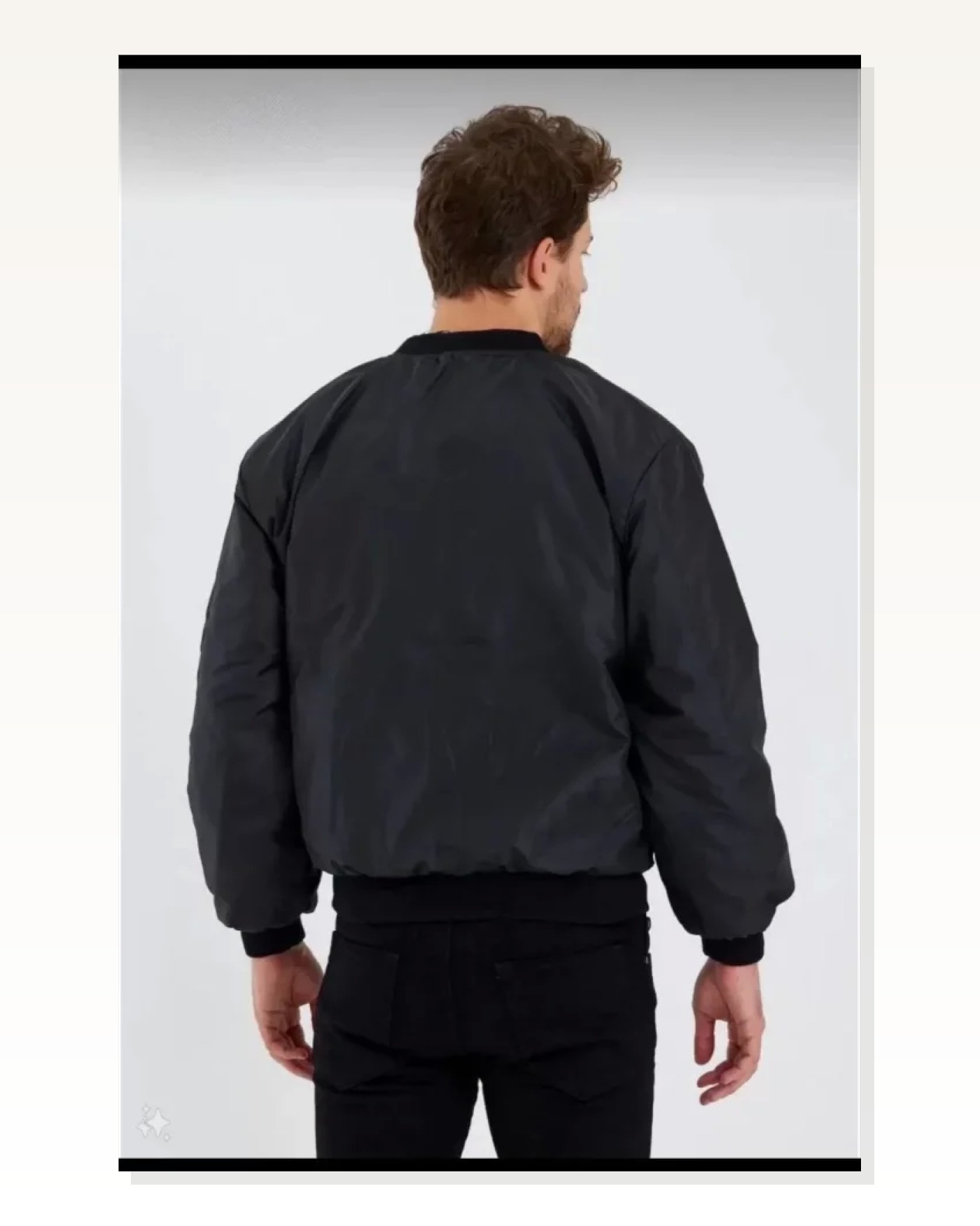 Unisex Şehir Stili Siyah Rüzgar Geçirmez Dokulu Bomber Ceket Marketplace blank