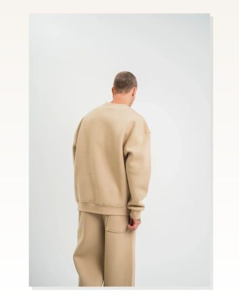 Kadın Günlük Stil Bej Uzun Kol Bisiklet Yaka Basic Sweatshirt