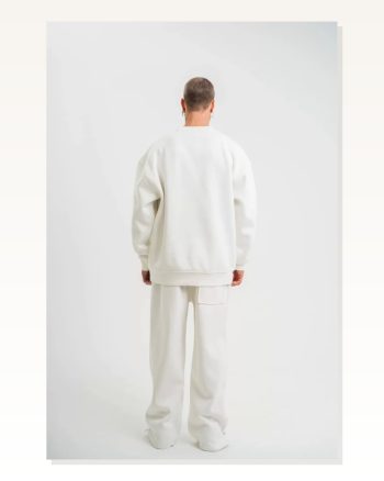 Kadın Günlük Stil Beyaz Uzun Kol Bisiklet Yaka Basic Sweatshirt