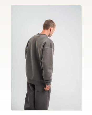 Kadın Günlük Stil Füme Uzun Kol Bisiklet Yaka Basic Sweatshirt