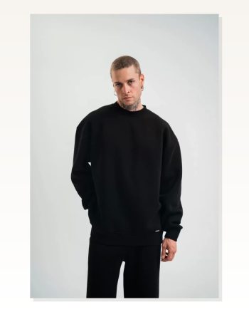 Kadın Günlük Stil Siyah Uzun Kol Bisiklet Yaka Basic Sweatshirt