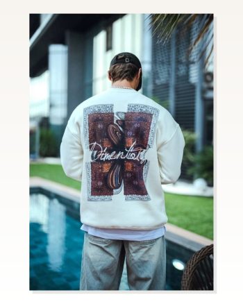 Kadın Arka Baskılı Günlük Stil Beyaz Uzun Kol Bisiklet Yaka Ön ve Sweatshirt