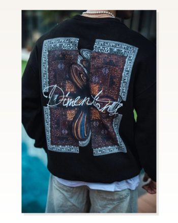 Kadın Arka Baskılı Günlük Stil Siyah Uzun Kol Bisiklet Yaka Ön ve Sweatshirt