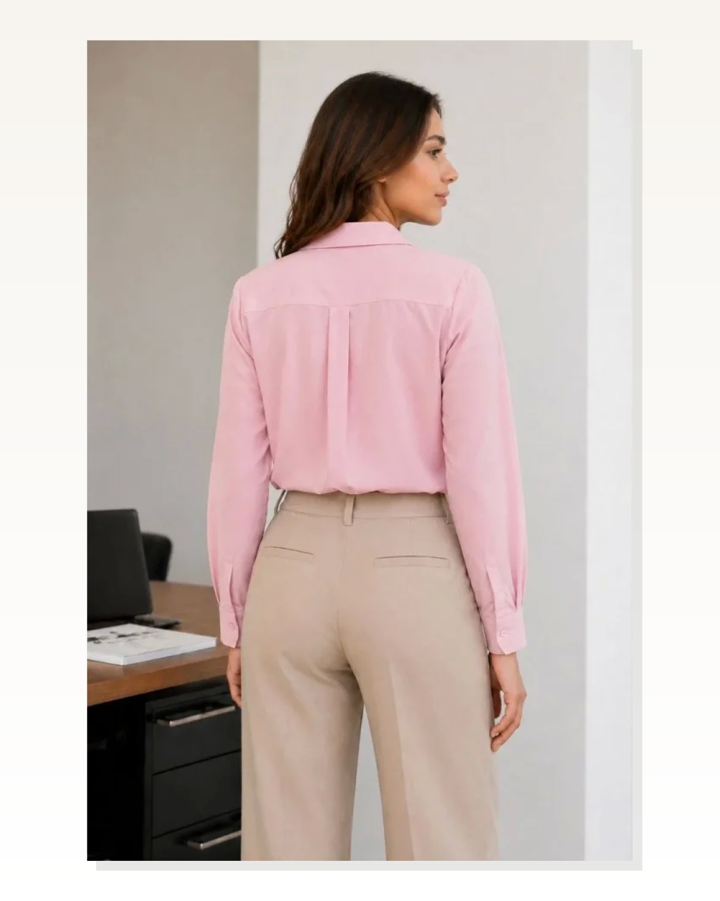 Uzun Kol Gömlek Düğmeli Klasik Yaka Günlük Ve Ofis Şıklığına Uygun - Toz Pembe Marketplace blank