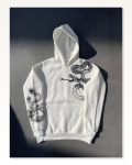Uzun Kol Kapşonlu Baskılı Sweatshirt Beyaz