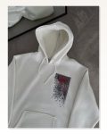 Uzun Kol Kapşonlu Ön Ve Arka Baskılı SweatShirt – Beyaz Marketplace