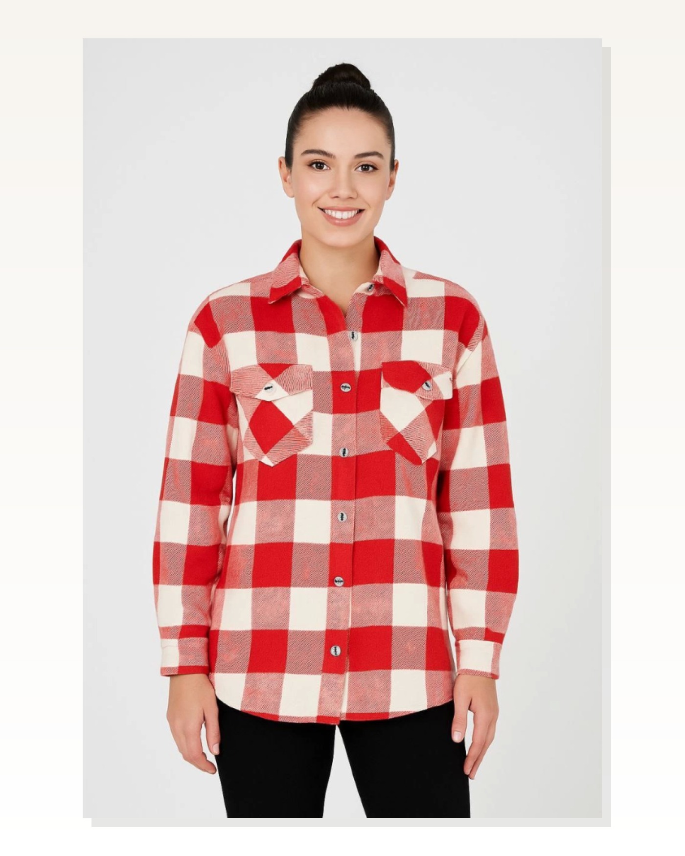 Kadın Bordo Uzun Kollu Oduncu Gömlek Marketplace blank