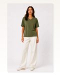 V Yaka Basic Tişört Kısa Kol Yazlık Regular Fit T-Shirt – Haki Marketplace
