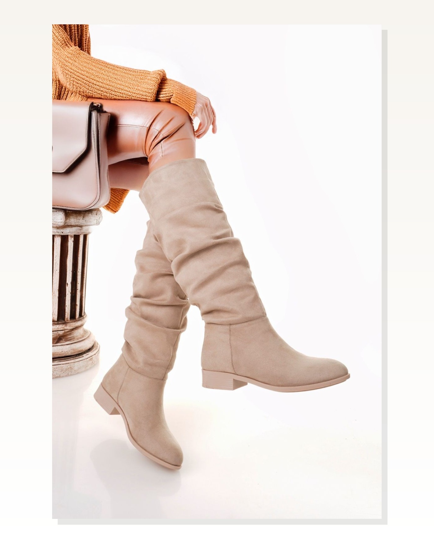 Süet Kadın Modern Stil Winda Bej Körüklü Çizme Marketplace blank