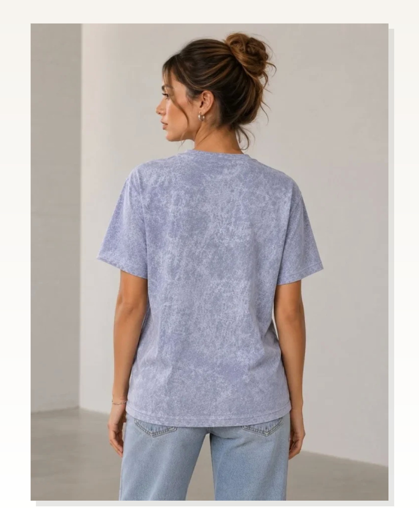 Yıkamalı Washed Effect Tişört Bisiklet Yaka Sokak Stil Kısa Kol T-Shirt - Gri Marketplace blank