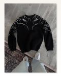 Baskılı Kadın Günlük Stil Siyah Yıldırım Bisiklet Yaka Sweatshirt Marketplace