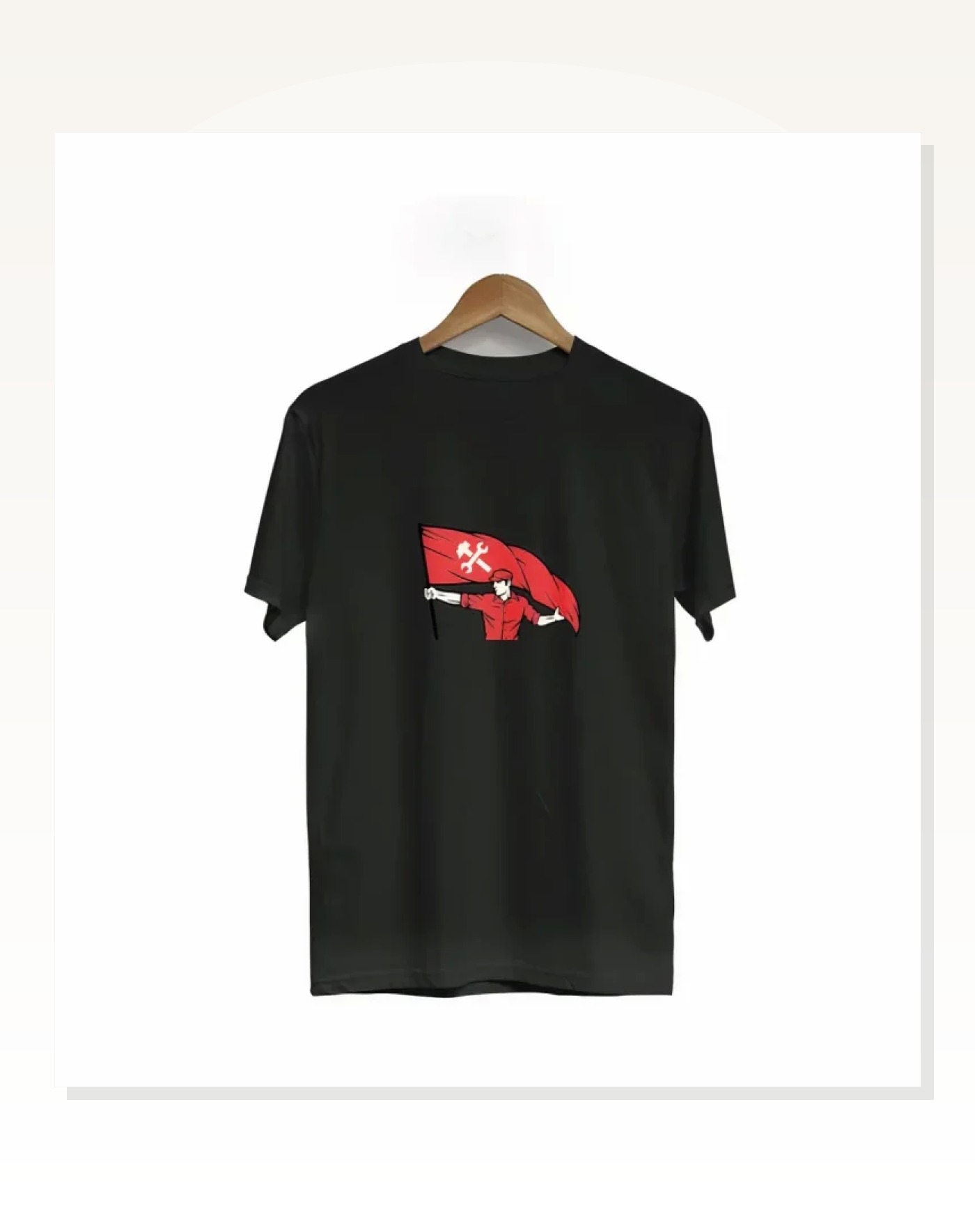 1 Mayıs Emek Ve Dayanışma Bayraklı Emekçi Baskılı Bisiklet Yaka T-shirt - Siyah Marketplace