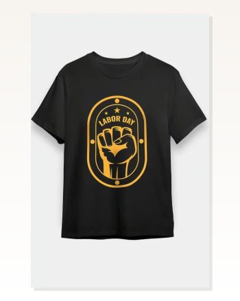 1 Mayıs Labor Day Emekçi Temalı Baskılı Oversize Bisiklet Yaka T-shirt Siyah
