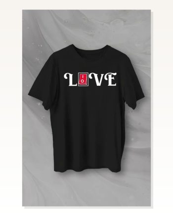 14 Şubat Sevgililer Günü Love Baskılı Oversize Bisiklet Yaka T-shirt Siyah