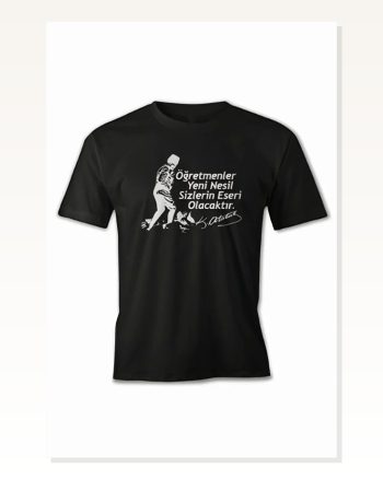 24 Kasım Öğretmenler Günü Hediye Baskılı Oversize Bisiklet Yaka T-shirt Siyah