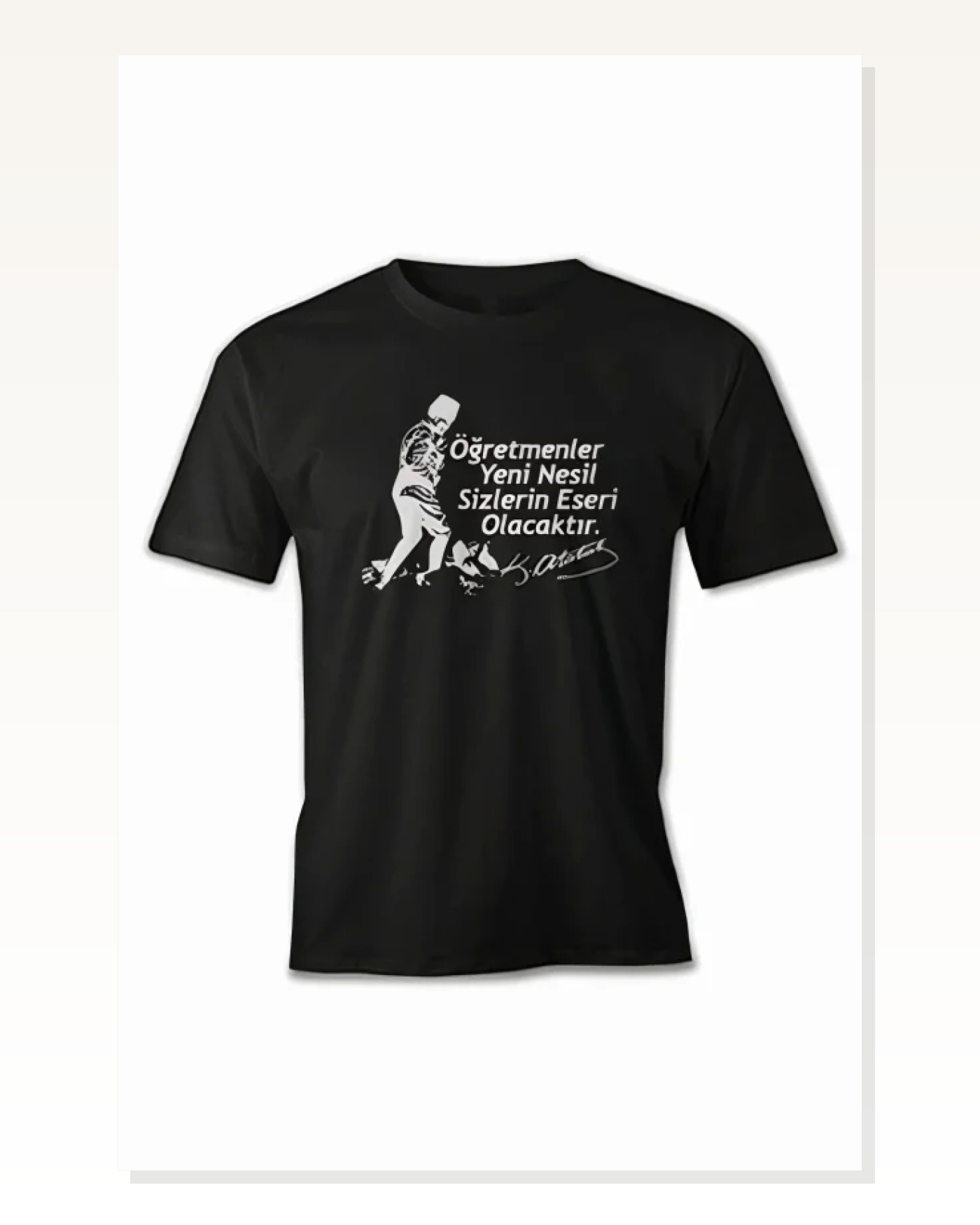 24 Kasım Öğretmenler Günü Hediye Baskılı Oversize Bisiklet Yaka T-shirt - Siyah Marketplace