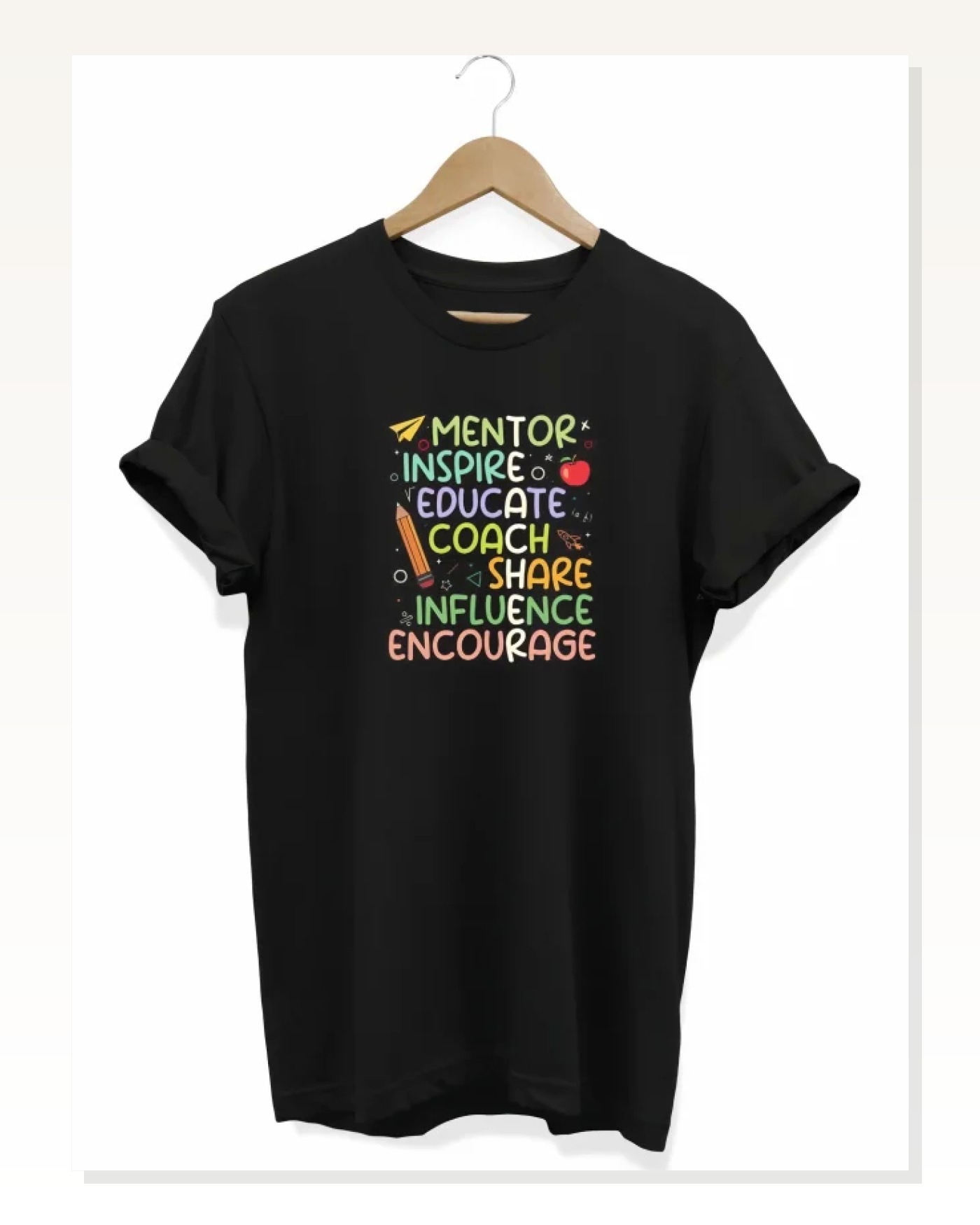 24 Kasım Öğretmenler Günü Hediye Temalı Oversize Bisiklet Yaka T-shirt - Siyah Marketplace