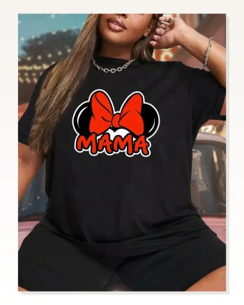 Anneler Günü Hediye Anne Temalı Baskılı Oversize Bisiklet Yaka T-shirt Siyah