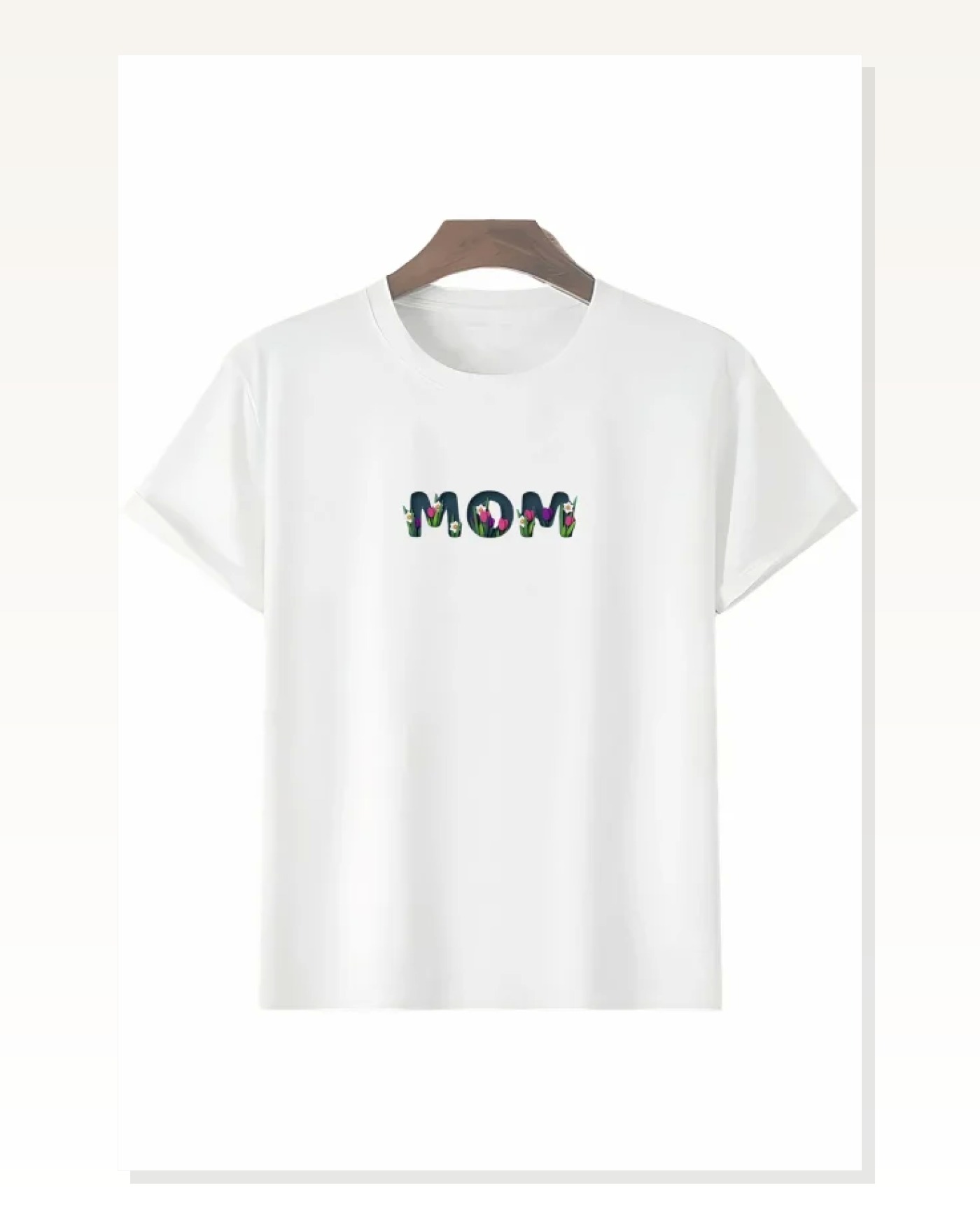 Anneler Günü Hediye Mom Çiçek Baskılı Oversize Bisiklet Yaka T-shirt - Beyaz Marketplace