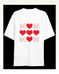 Anneler Günü Hediye MOM Kalp Baskılı Oversize Bisiklet Yaka T-shirt – Beyaz Marketplace