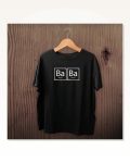 Babalar Günü Hediye Baba Temalı Baskılı Oversize Bisiklet Yaka T-shirt Siyah
