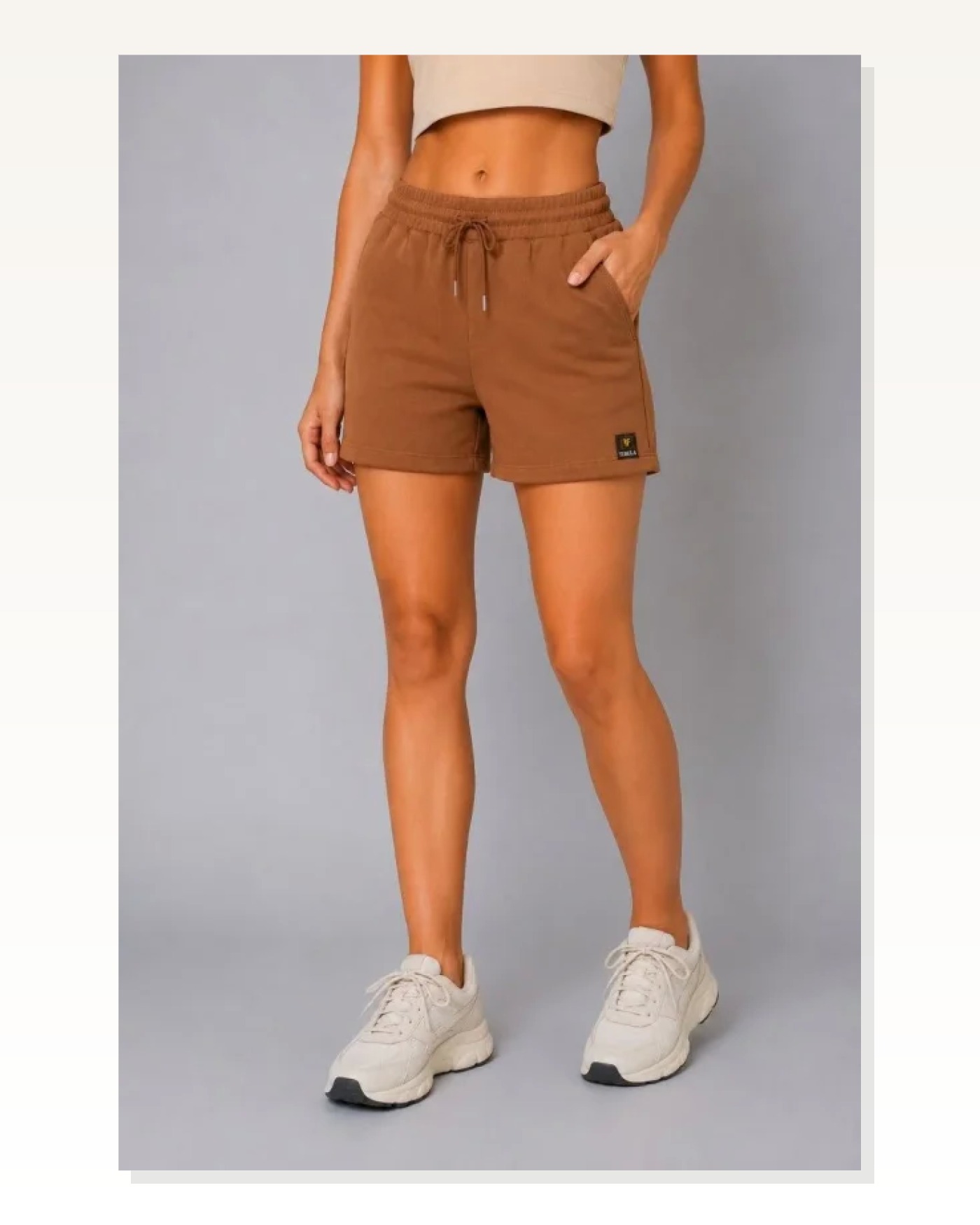 Dokuma Kumaş Cepli Bağcıklı Regular Fit Yazlık Şort - Kahverengi Marketplace blank