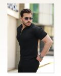 Erkek Fermuarlı Yakalı Kısa Kollu Tshirt