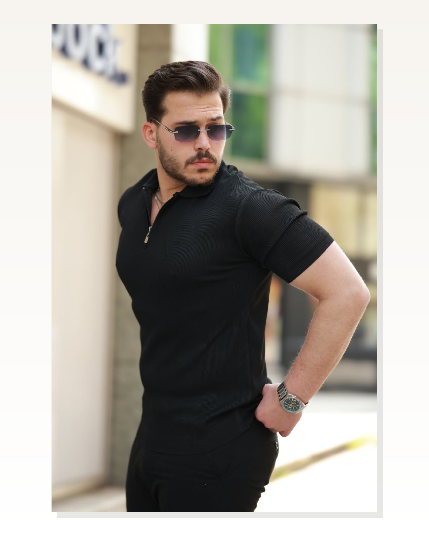 Erkek Fermuarlı Yakalı Kısa Kollu Tshirt Marketplace blank