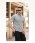 Erkek Hakim Yaka Dokuma Pamuklu Kumaş Kısa Kollu T-shirt