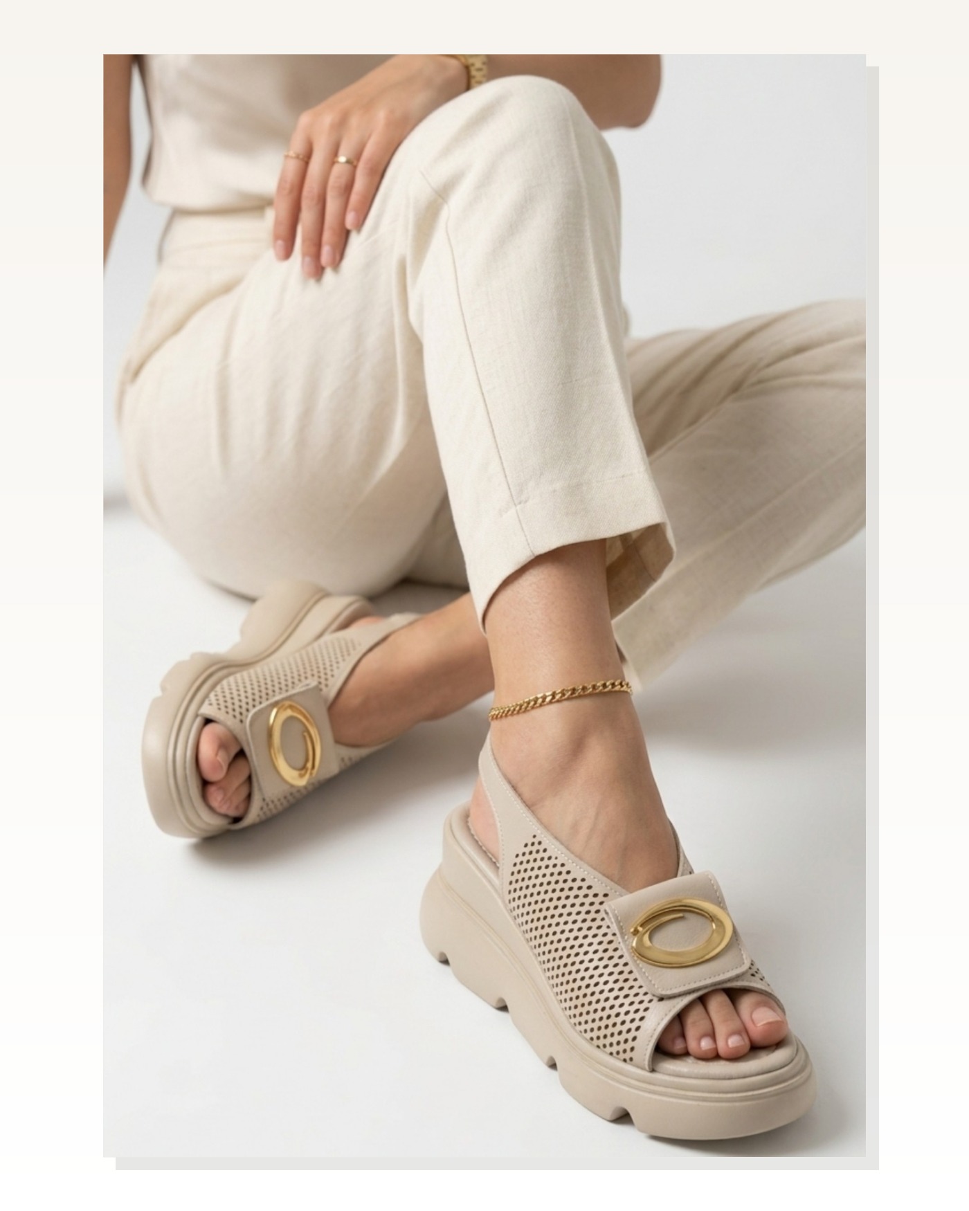Gwon Bej Cilt Dolgu Topuk Sandalet Marketplace blank