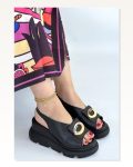 Gwon Siyah Cilt Dolgu Topuk Sandalet Marketplace