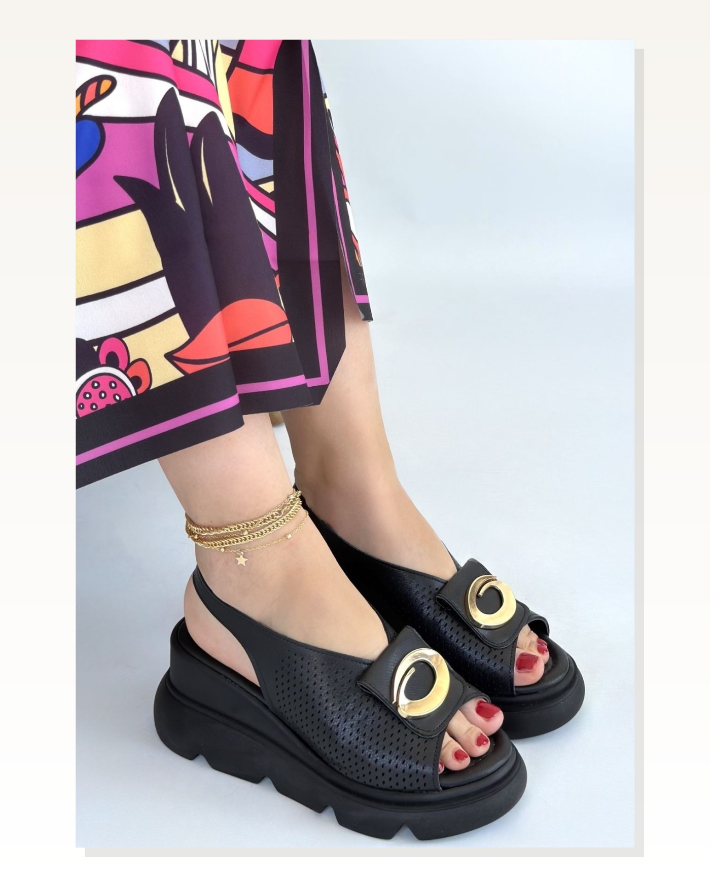 Gwon Siyah Cilt Dolgu Topuk Sandalet Marketplace blank