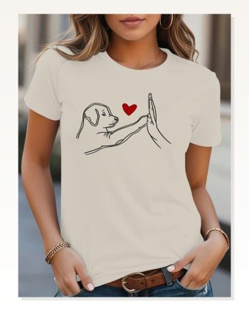Kadın Kısa Kollu Bisiklet Yaka Köpek Baskılı Viskon Bluz