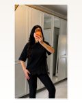 Kadın Kısa Kollu Bisiklet Yakalı Dantel Detaylı Viskon Iki Iplik Bluz Marketplace