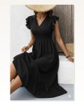 Kadın Kısa Kollu Kruvaze Yakalı Uzun Aerobin Elbise Marketplace