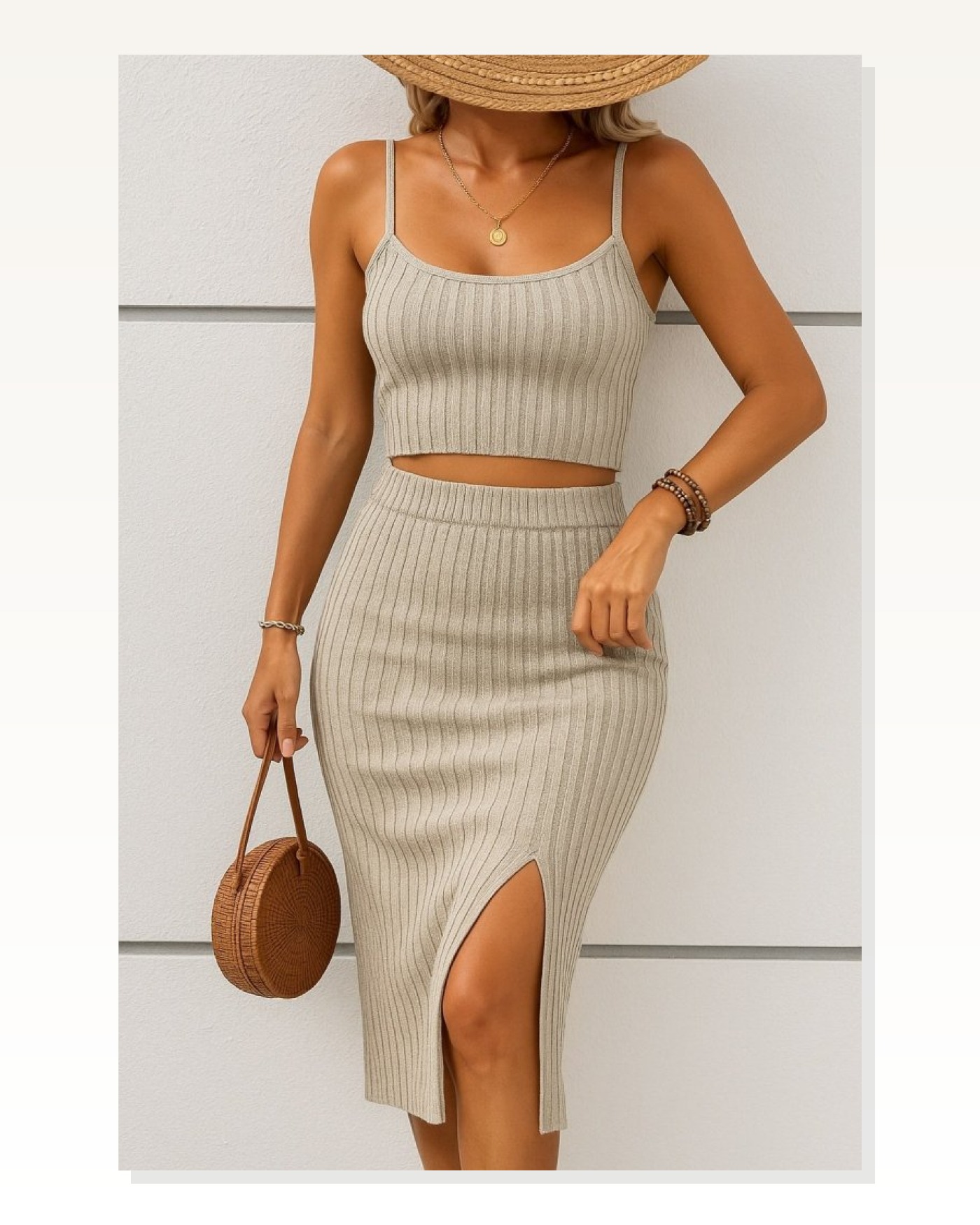 Kadın Kolsuz Askılı Crop Yırtmaçlı Midi Etek Fitilli Kaşkorse Takım Marketplace blank