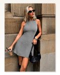 Kadın Omuzlardan Açık Bisiklet Yaka Kısa Kot Elbise Marketplace