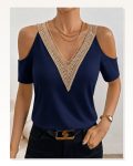 Kadın Omuzlardan Açık V Yakalı Viskon Bluz