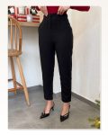 Kadın Üste Oturan Paçası Bilek Üzerinde Biten Atlas Kumaş Pantolon 36 (s) 48 (4XL)