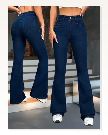 Kadın Yüksek Bel Paçaya Doğru Geniş Kot Pantolon