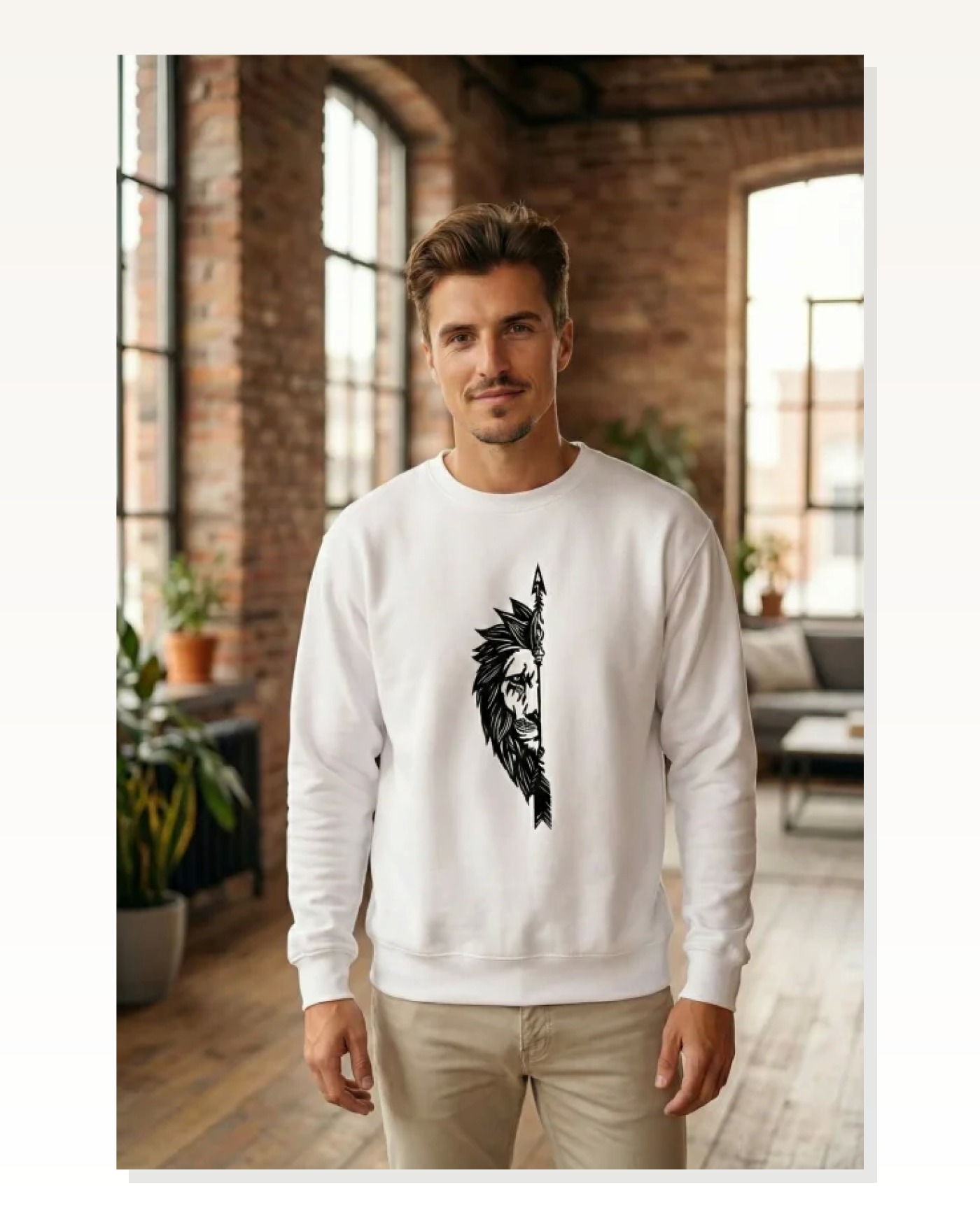 Oversize Bisiklet Yaka Sevgililer Günü Baskılı Sweatshirt - Beyaz Marketplace blank