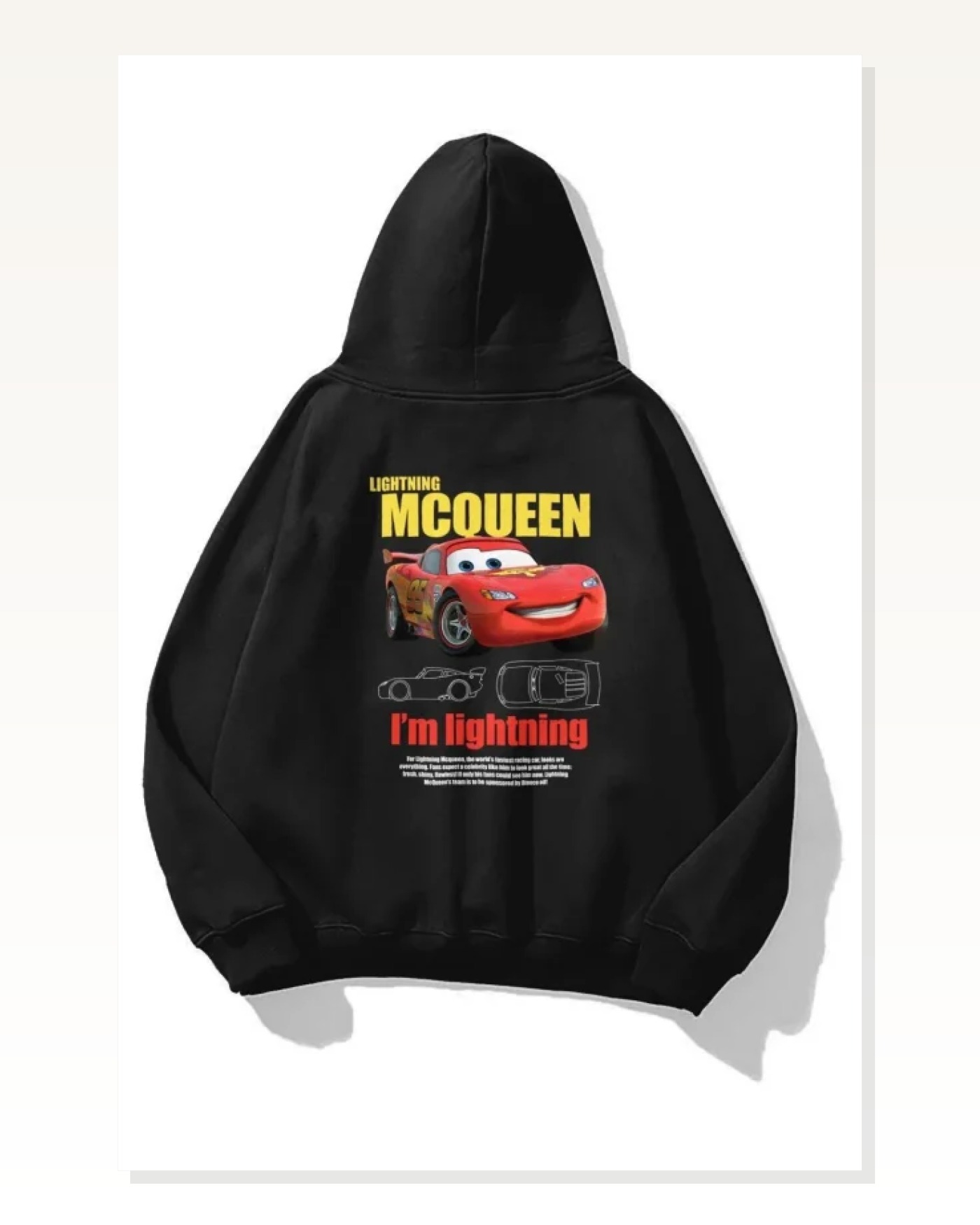 Sevgililer Günü Araba Baskılı Oversize Kapüşonlu Sweatshirt Hoodie - Siyah Marketplace blank