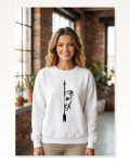 Sevgililer Günü Baskılı Oversize Bisiklet Yaka Sweatshirt Beyaz