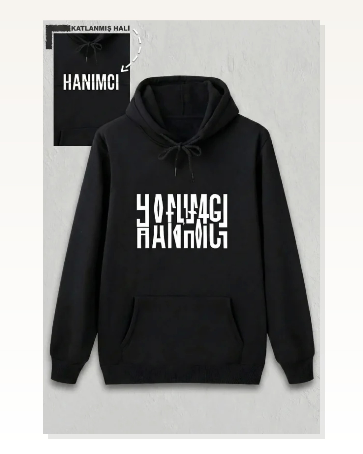 Sevgililer Günü Hanımcı Hediye Baskılı Oversize Kapüşonlu Sweatshirt - Siya Marketplace blank