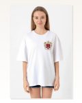 Türk Arma Baskılı Oversize Bisiklet Yaka Günlük T-shirt – Beyaz Marketplace