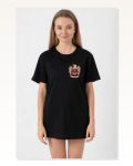 Türk Arma Baskılı Oversize Bisiklet Yaka Günlük T-shirt – Siyah Marketplace