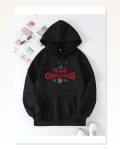 Yılbaşı Merry Christmas Baskılı Oversize Kapüşonlu Sweatshirt Hoodie – Siyah Marketplace