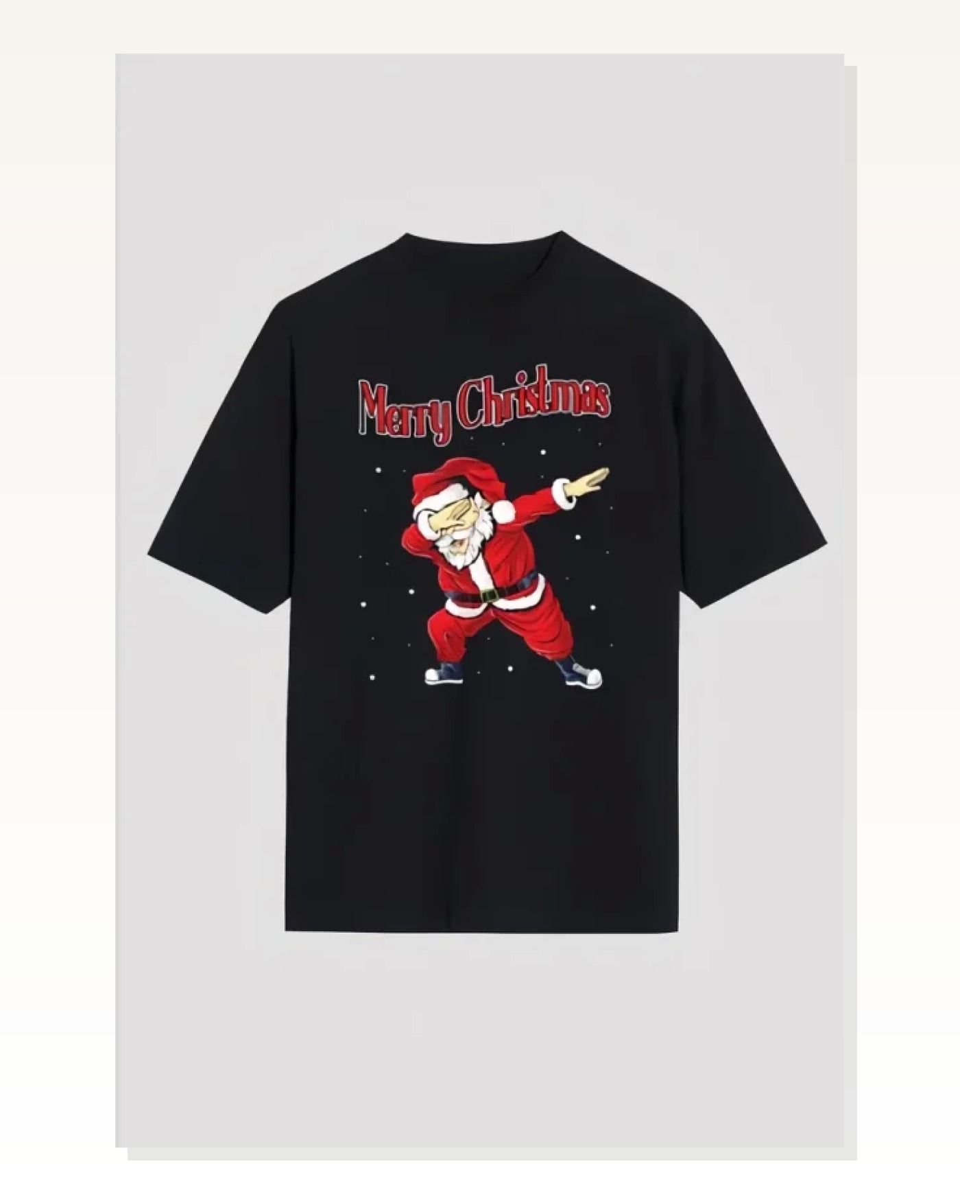 Yılbaşı Merry Christmas Noel Baba Baskılı Oversize Bisiklet Yaka T-shirt - Siyah Marketplace
