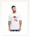 Yılbaşı Noel Ren Geyiği Baskılı Kısa Kollu Oversize Bisiklet Yaka T-shirt – Beyaz Marketplace